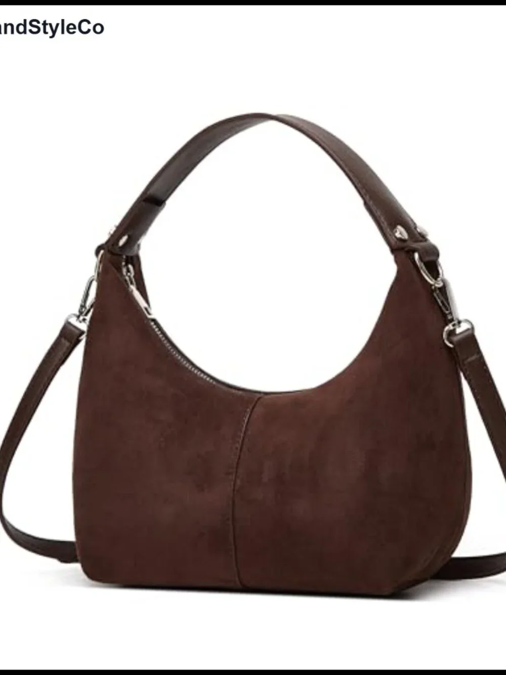 Faux Suede Crescent Tote Bag Women Hobo Shoulder Handbag Crossbody